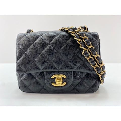 CHANEL Caviar Skin Mini Matelasse Shoulder Bag black WS32012
