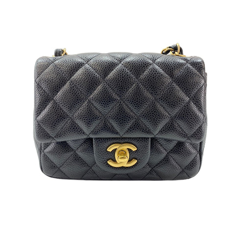 CHANEL Caviar Skin Mini Matelasse Shoulder Bag black WS32012