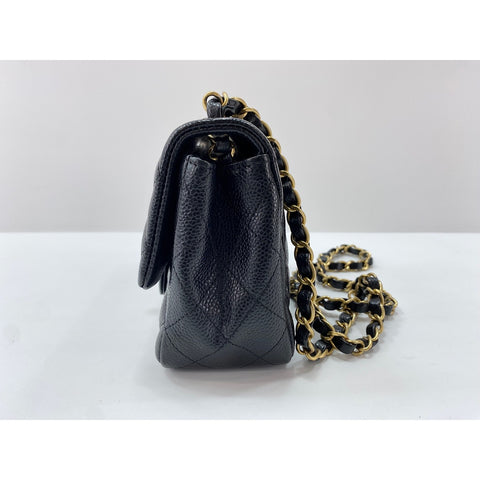 CHANEL Caviar Skin Mini Matelasse Shoulder Bag black WS32012