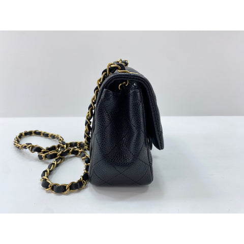CHANEL Caviar Skin Mini Matelasse Shoulder Bag black WS32012