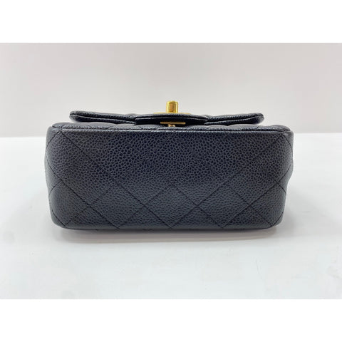 CHANEL Caviar Skin Mini Matelasse Shoulder Bag black WS32012