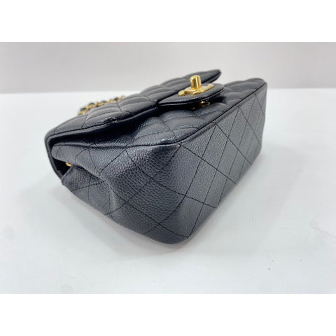 CHANEL Caviar Skin Mini Matelasse Shoulder Bag black WS32012