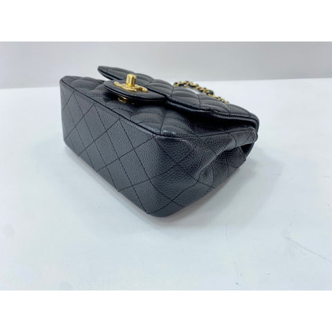 CHANEL Caviar Skin Mini Matelasse Shoulder Bag black WS32012