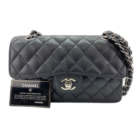 CHANEL Caviar Skin Matelasse23 Double Flap Shoulder Bag black WS32031