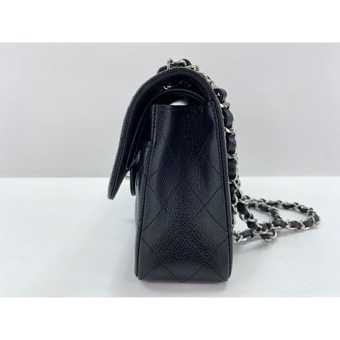 CHANEL Caviar Skin Matelasse23 Double Flap Shoulder Bag black WS32031