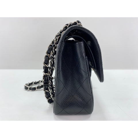 CHANEL Caviar Skin Matelasse23 Double Flap Shoulder Bag black WS32031