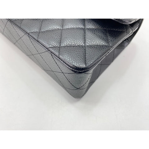 CHANEL Caviar Skin Matelasse23 Double Flap Shoulder Bag black WS32031