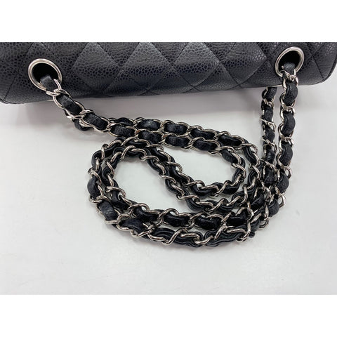 CHANEL Caviar Skin Matelasse23 Double Flap Shoulder Bag black WS32031