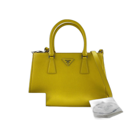 PRADA 2WAY Galleria Handbag yellow WS32059