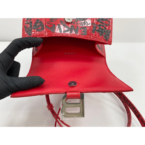 BALENCIAGA 2WAY Hourglass XS Handbag Red WS32061
