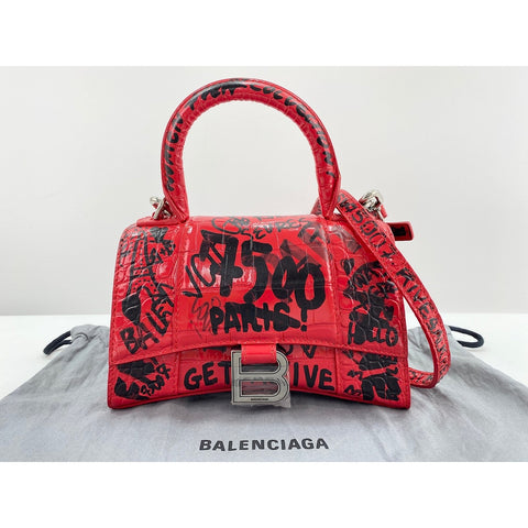BALENCIAGA 2WAY Hourglass XS Handbag Red WS32061