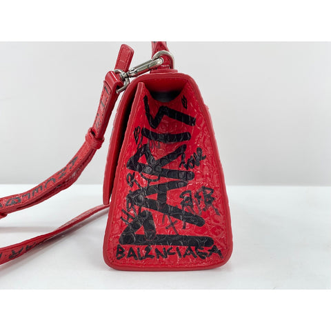 BALENCIAGA 2WAY Hourglass XS Handbag Red WS32061