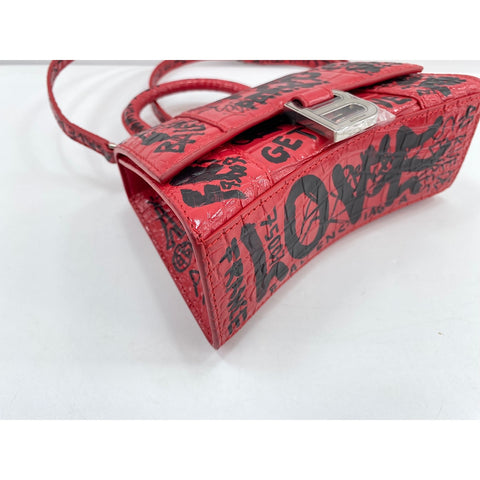 BALENCIAGA 2WAY Hourglass XS Handbag Red WS32061