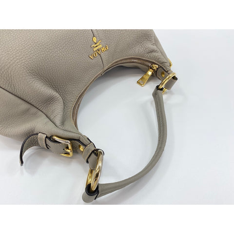 PRADA leather Shoulder Bag gray WS32104