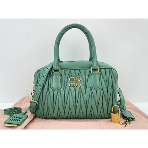 Miu Miu 2WAY Matelassé Arcadi Handbag green WS32105