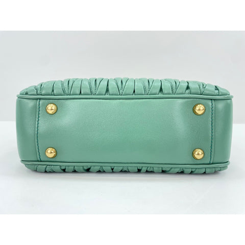 Miu Miu Leather 2-Way Matelass Arcadi Handbag green WS32105