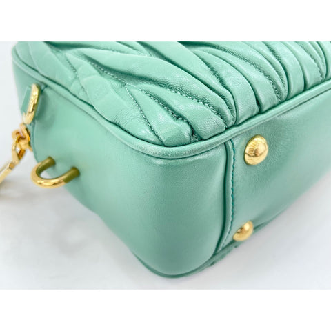 Miu Miu Leather 2-Way Matelass Arcadi Handbag green WS32105