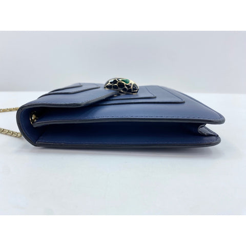 BVLGARI Leather Serpenti Forever Shoulder Bag blue WS32106