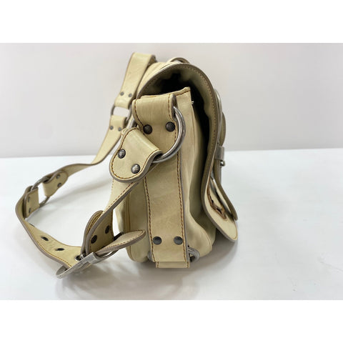 Christian Dior Leather Gaucho Shoulder Bag beige WS32114