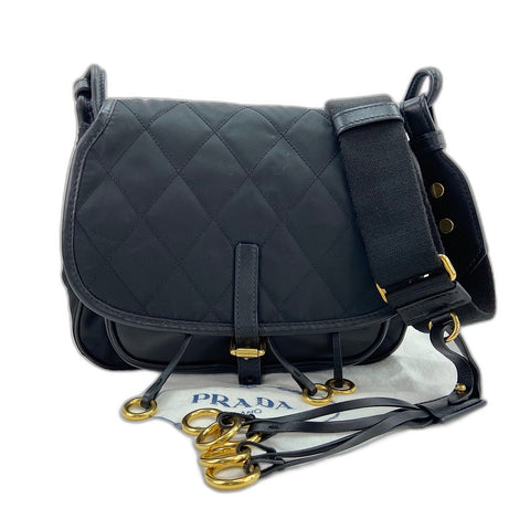 PRADA Corsaire quilting Shoulder Bag leather black WS32343