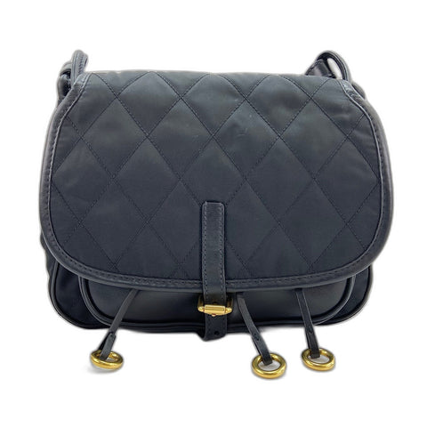 PRADA Corsaire quilting Shoulder Bag leather black WS32343