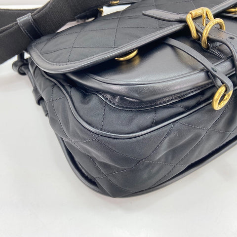 PRADA Corsaire quilting Shoulder Bag leather black WS32343