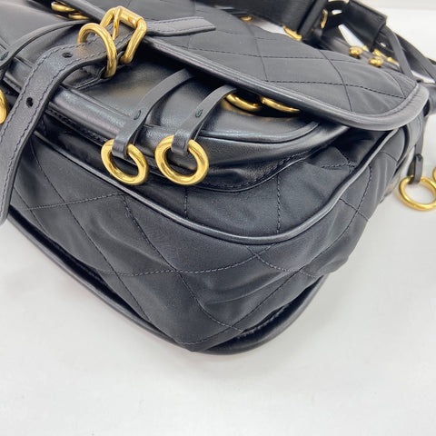 PRADA Corsaire quilting Shoulder Bag leather black WS32343