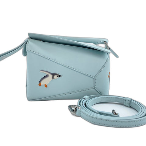 LOEWE x Snafujita Puzzle Bag Mini 2WAY Handbag leather blue WS32362