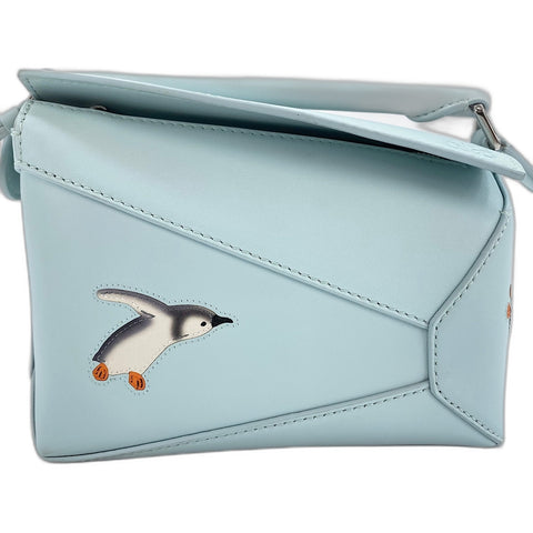 LOEWE x Snafujita Puzzle Bag Mini 2WAY Handbag leather blue WS32362