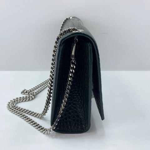 YVES SAINT LAURENT Kate Fringe, crocodile embossed Shoulder Bag leather green WS32364