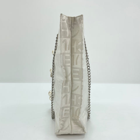 CHANEL Ginza store exclusive Pearl COCO Mark Shoulder Bag canvas white WS32369