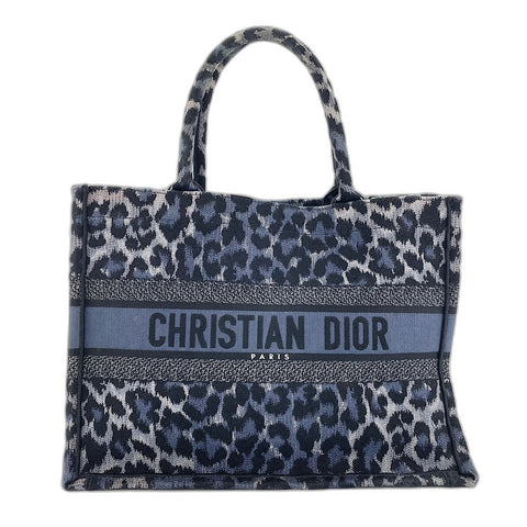 Christian Dior Leopard Print Book Tote Tote Bag blue WS32374