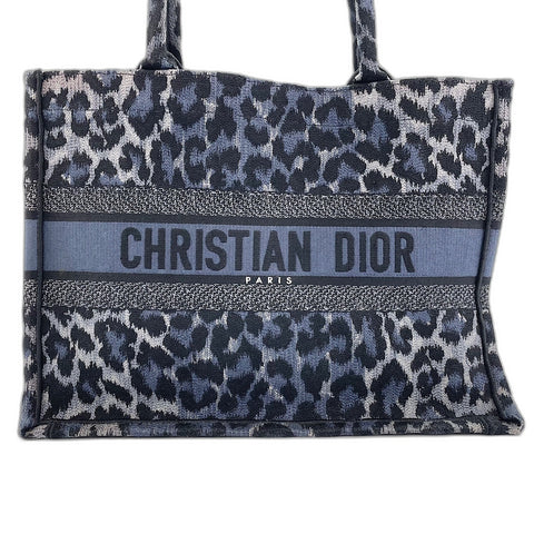 Christian Dior Leopard Print Book Tote Tote Bag blue WS32374