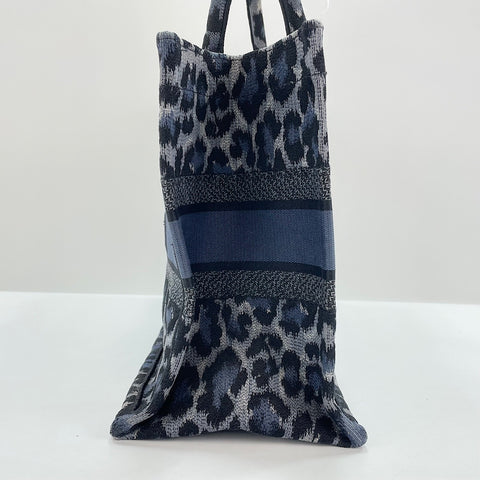 Christian Dior Leopard Print Book Tote Tote Bag blue WS32374