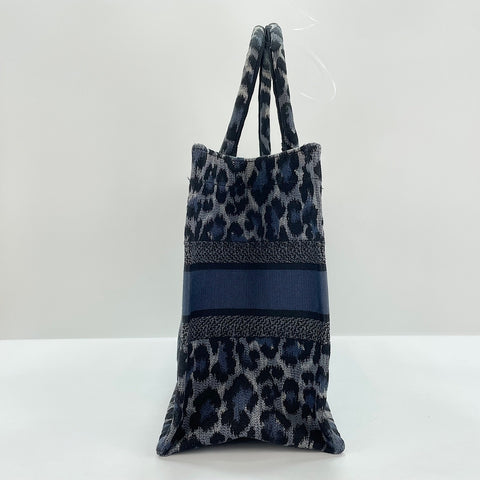 Christian Dior Leopard Print Book Tote Tote Bag blue WS32374