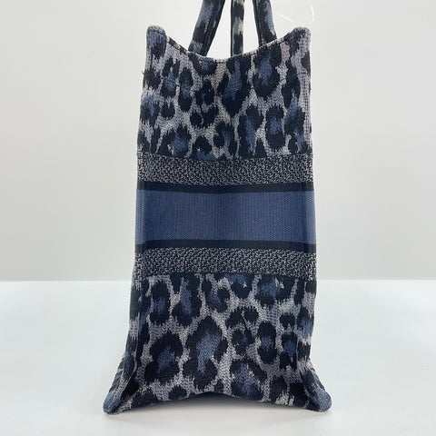 Christian Dior Leopard Print Book Tote Tote Bag blue WS32374