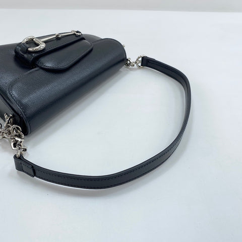 GUCCI Horsebit 2WAY Shoulder Bag leather black WS32376
