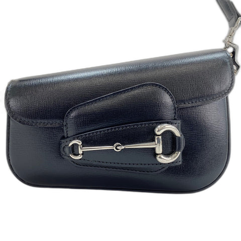GUCCI Horsebit 2WAY Shoulder Bag leather black WS32376