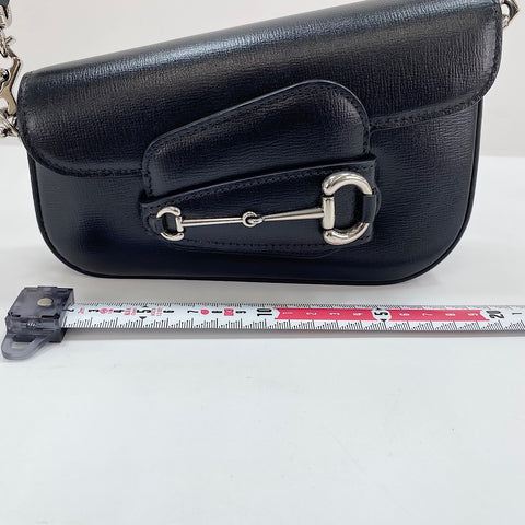 GUCCI Horsebit 2WAY Shoulder Bag leather black WS32376