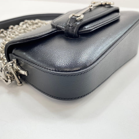 GUCCI Horsebit 2WAY Shoulder Bag leather black WS32376