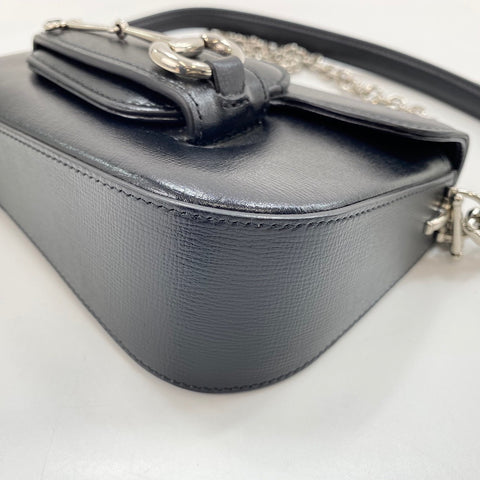 GUCCI Horsebit 2WAY Shoulder Bag leather black WS32376