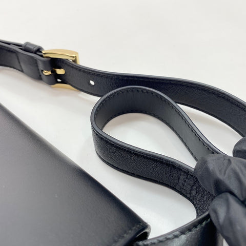 PRADA Triangular plate Shoulder Bag leather black WS32381