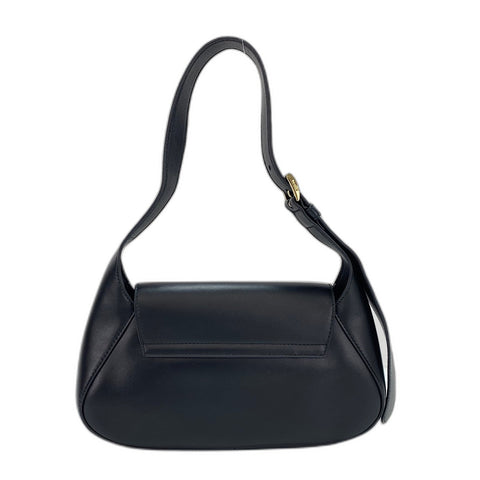 PRADA Triangular plate Shoulder Bag leather black WS32381