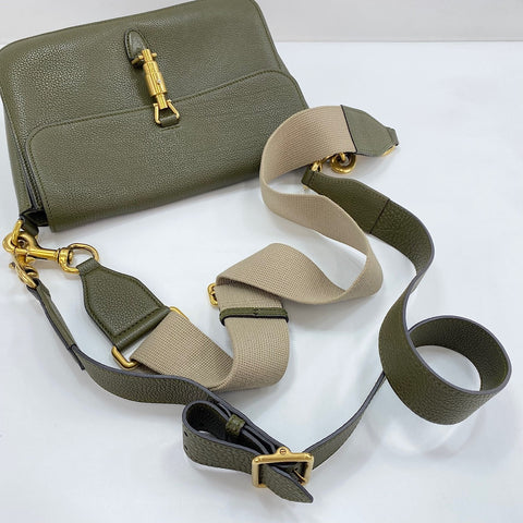 GUCCI Jackie 2WAY Shoulder Bag leather green WS32384