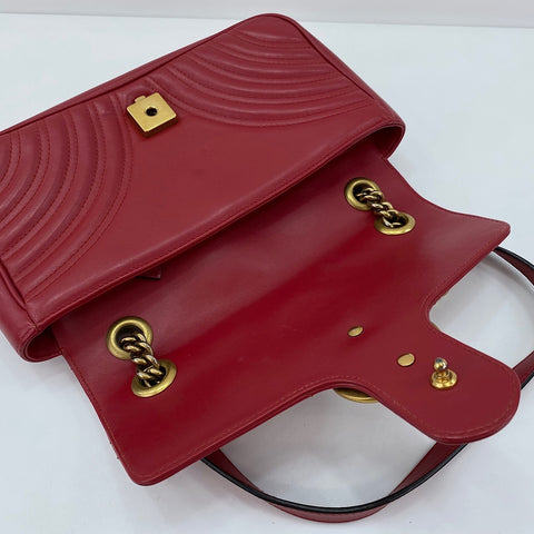 GUCCI GG Marmont Shoulder Bag leather Red WS32390
