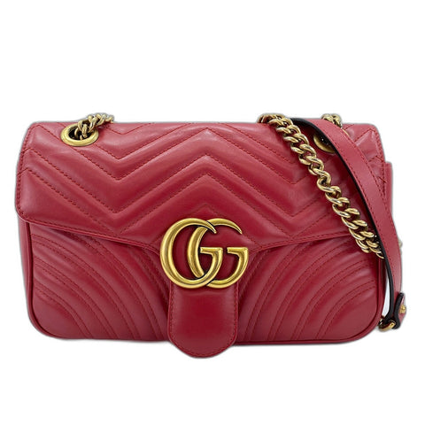 GUCCI GG Marmont Shoulder Bag leather Red WS32390