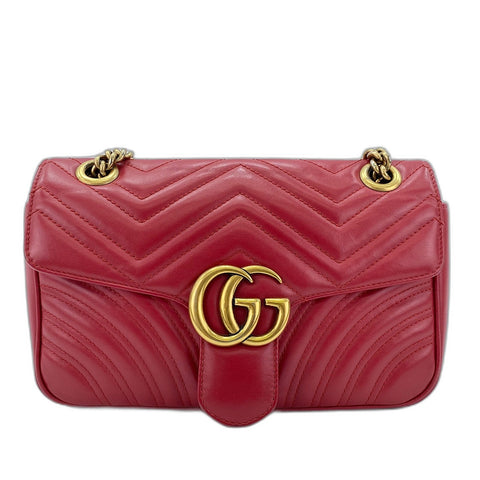 GUCCI GG Marmont Shoulder Bag leather Red WS32390