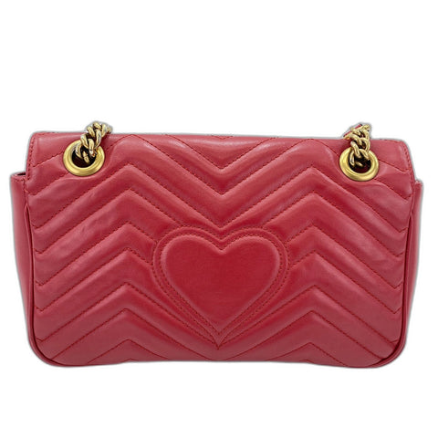 GUCCI GG Marmont Shoulder Bag leather Red WS32390