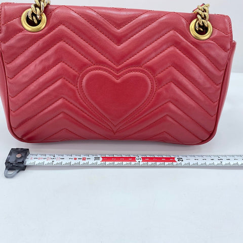 GUCCI GG Marmont Shoulder Bag leather Red WS32390