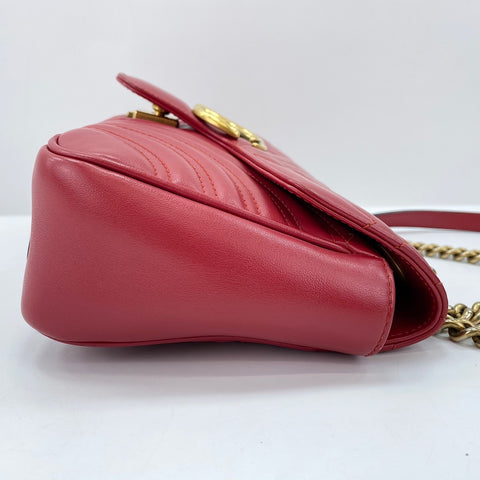 GUCCI GG Marmont Shoulder Bag leather Red WS32390